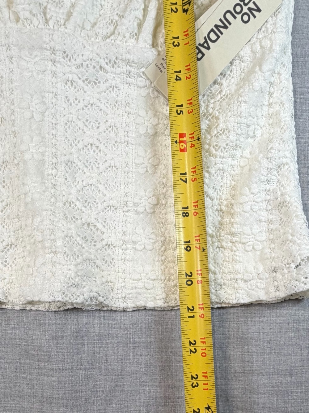 No Boundaries Cream Lace Square-Neck Short Sleeve Top - Picture 6 of 7